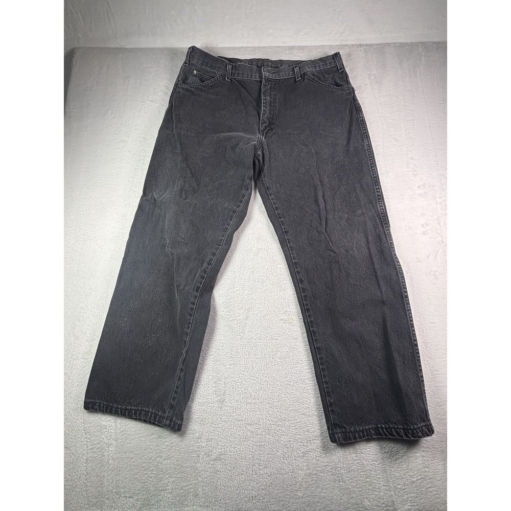 Men's Dickies Jean 38x34 Five Pocket Regular Straight Fit Washout Black Denim